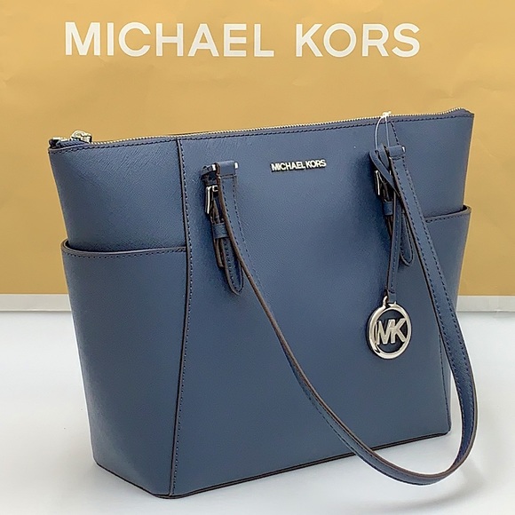 MICHAEL KORS Charlotte Large Leather Top-Zip Navy